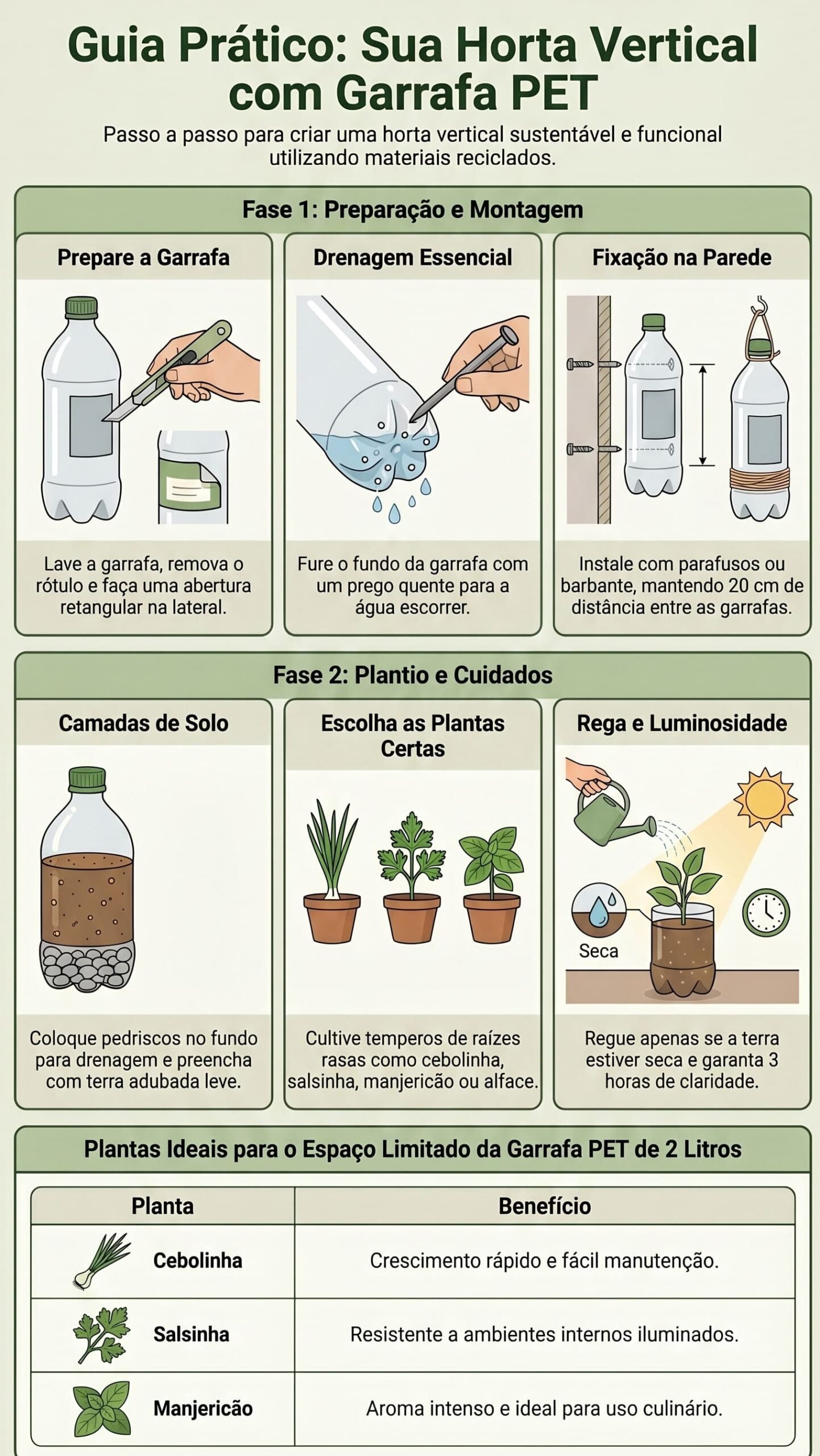 mini horta com garrafa pet